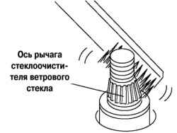 Очистка шлицов осей рычагов стеклоочистителя